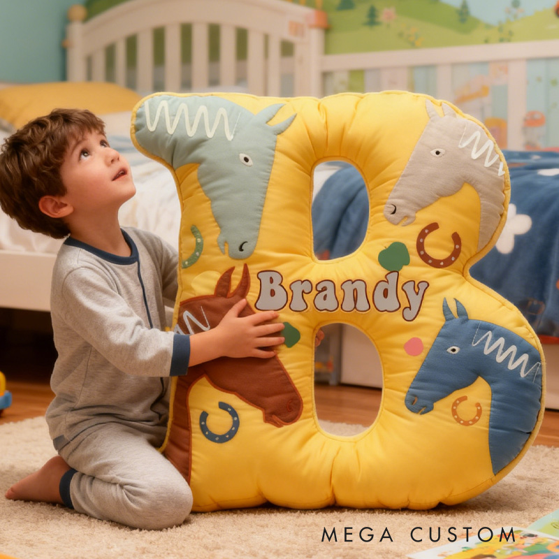 Personalized Riding Equestrian Horse Pillow Floral Horse Custom Name Festive Flower Decor with French Countryside Gifts for Family Graphic 3D Print Riding Lovers