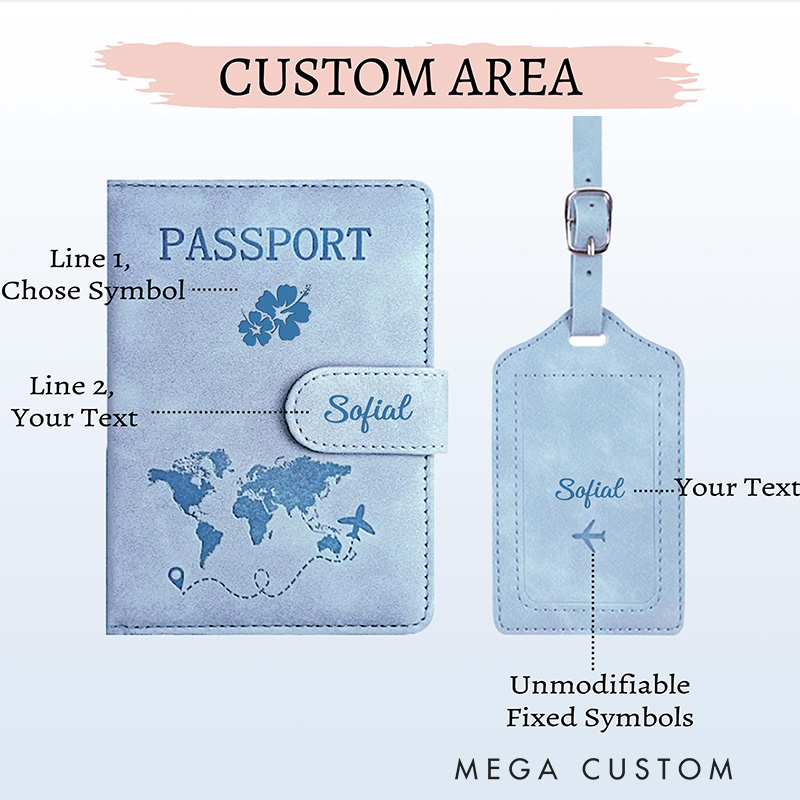 Personalized Passport Holder Custom Luggage Tag - RFID Passport Cover Travel Gift Tour Group Gift Passport Wallet Honeymoon Gifts for Couple