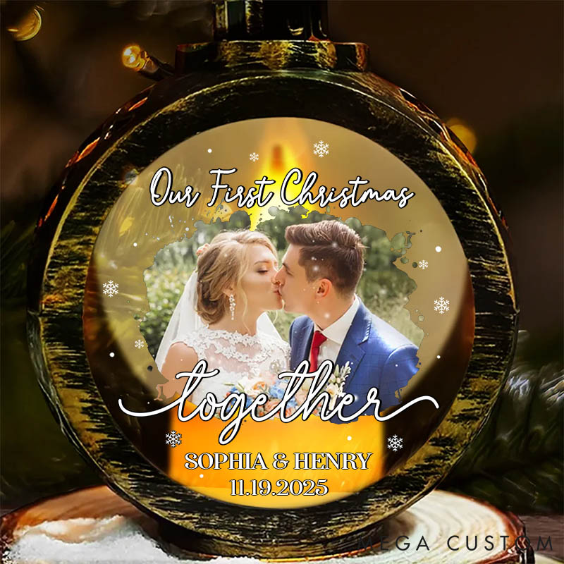 Personalized Couple Photo Our First Christmas Candlelight Lantern Ornament Custom Newlyweds Photo Candlelight Lantern Ornament Wedding Christmas Gift