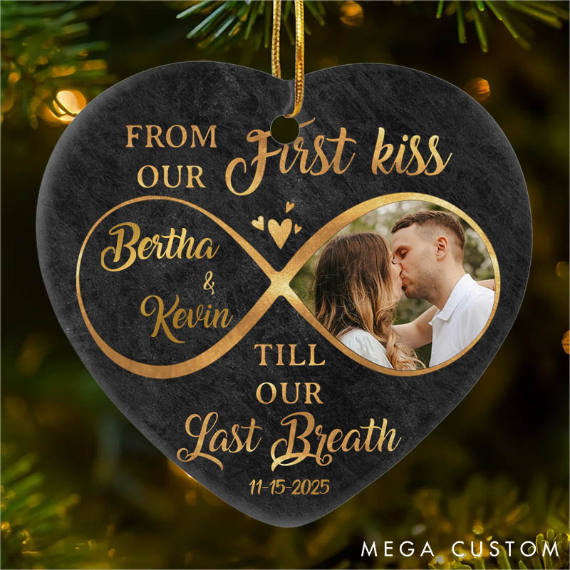 Personalized Couple Photo All of Me Loves All of You Round and Heart Shaped Ceramic Ornament First Christmas Gift Valentine's Day Gift for Him Her
