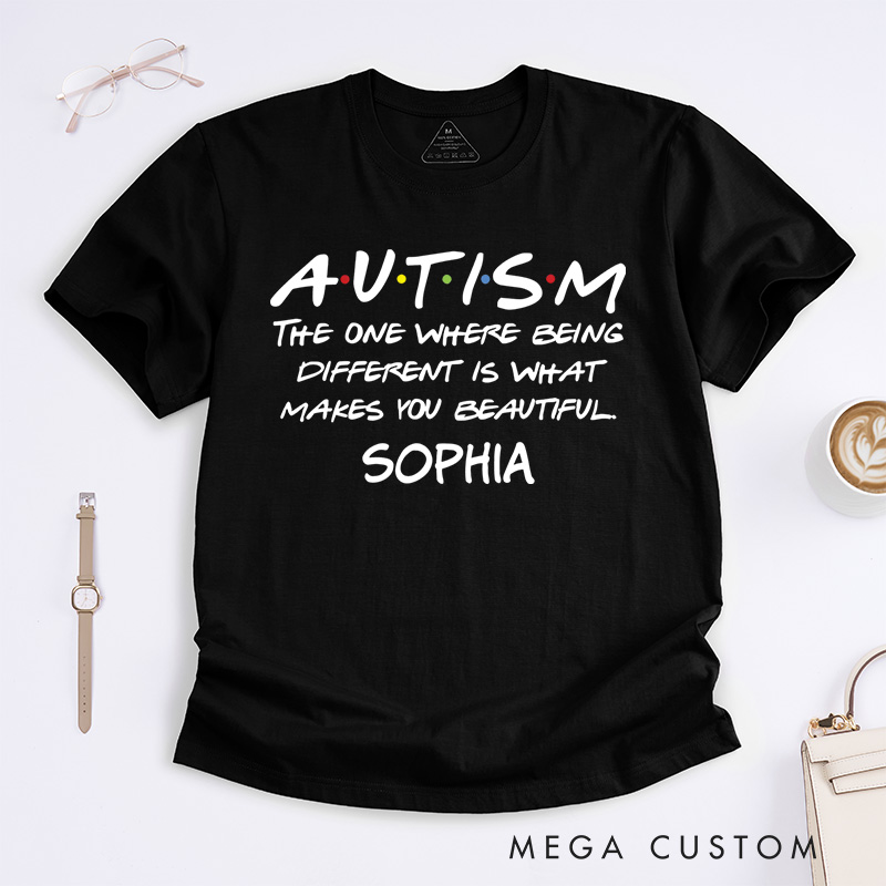 Personalized Autism Being Different Is Beautiful Inspirational Awareness Themed T-shirt Autism Awareness Gift