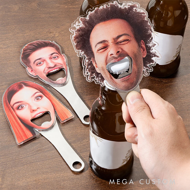 Personalized Funny Avatar Face Photo Bottle Opener with Magnet Fridge Decor Bar Party Wine Accessory Birthday Gift for Friend Drinking Enthusiast