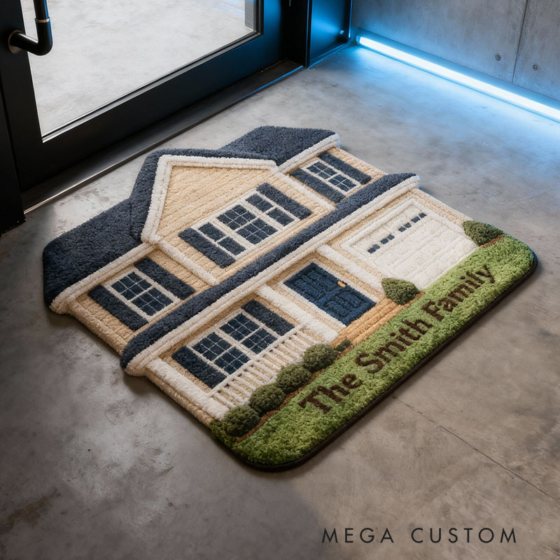 Personalized Custom House Photo Doormat Unique Family Name Design Durable Decorative Rug Perfect For Entryways Porches Housewarming Gift Or Home Decor
