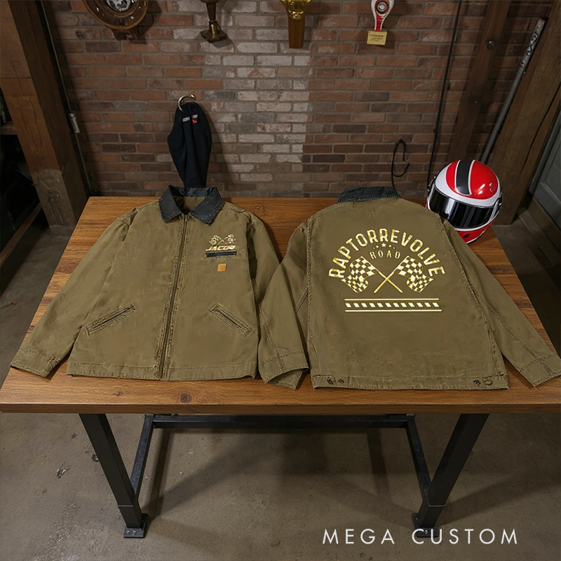 Personalized Racing Classic Jacket with Checkered Flag Custom Name Vintage Jacket 