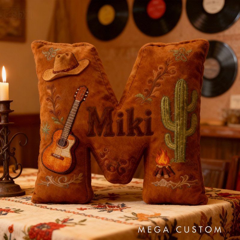 Personalized Graphic 3D Print Cowboy Hat and Guitar Country Music Throw Pillows Customizable with Your Name Perfect Gift for Her or Him for Music Lovers