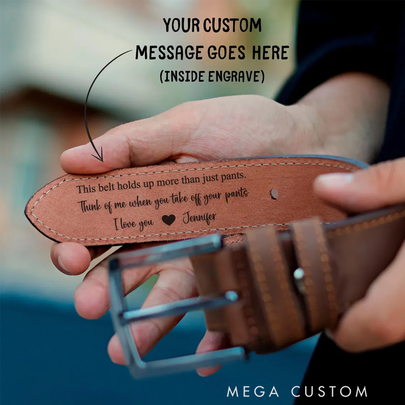 Personalized Leather Belt Gift for Him Custom Engraved Mens Belt Anniversary Christmas Birthday Present for Loved Ones
