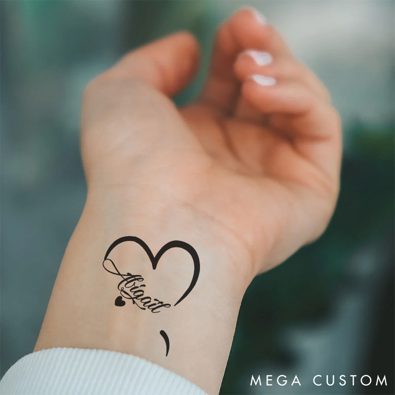 Personalized Girlfriend Boyfriend Name Temporary Tattoo Custom Bestie Heart Temporary Tattoo Couple Anniversary Gift for Him Her Valentines Day Gift