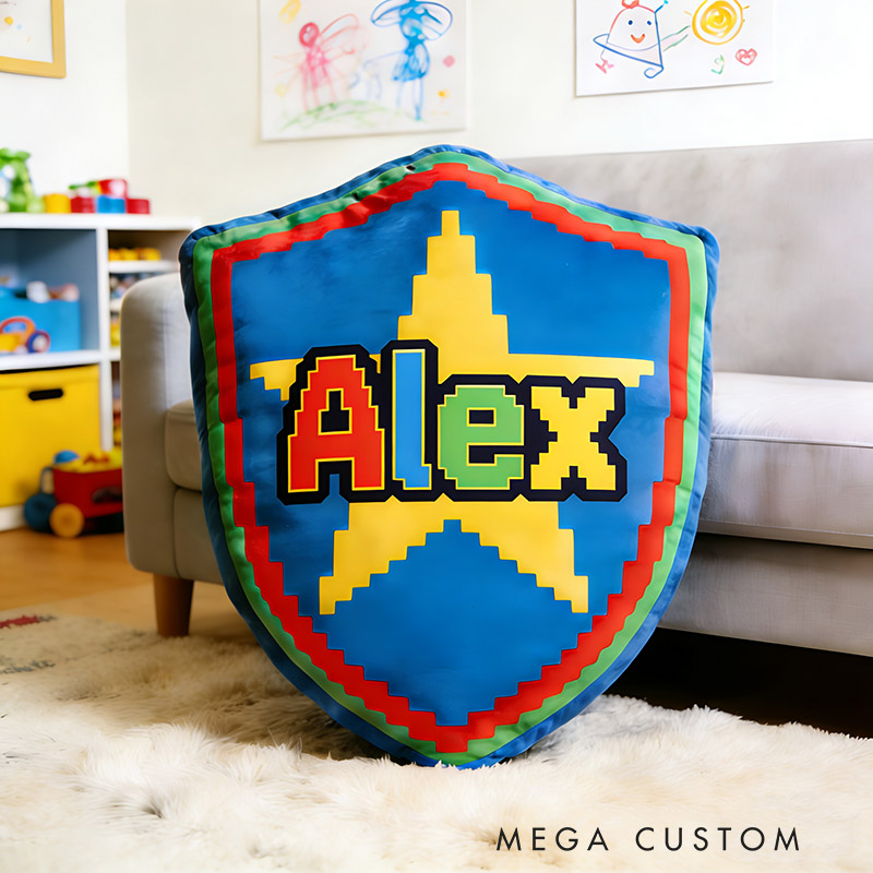 Personalized Game Shield Shaped Pillow for Game Lovers Plush Pillow Christmas Birthday Party Gift for Kids