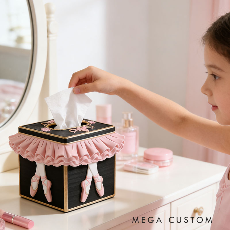 Ballet Tissue Box Cover 3D Printed Room Decor Cute Tissue Box Cover for Desk Room Kitchen or Bathroom