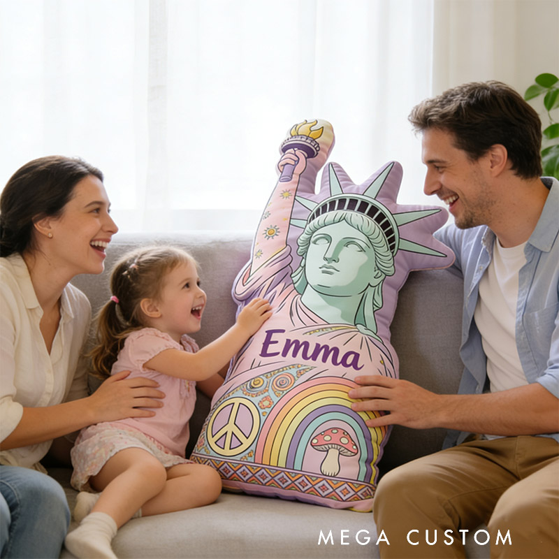 Personalized Statue of Liberty Shaped Pillow Exquisite Hippie Style Customized Name Pillow Perfect for Christmas Birthday Parties for Her for Kids