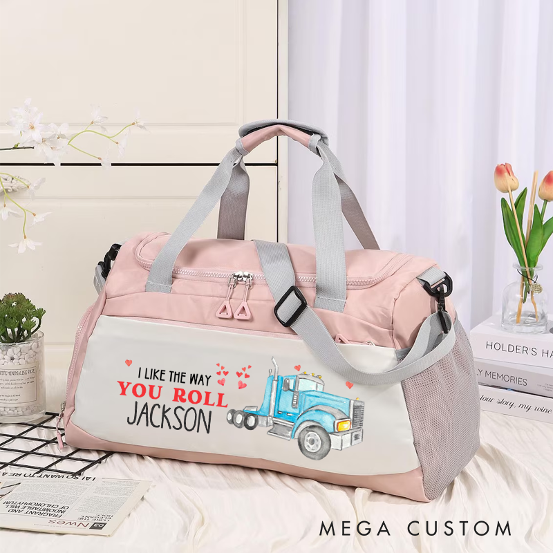 Personalized Duffel Bag Custom Gift with Fun Truck Design for Girlfriend Boyfriend