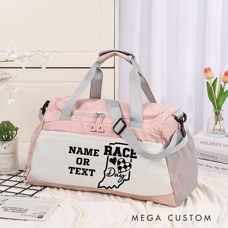 Personalized Race Day Duffel Bag Customizable Gift for Racing Fans