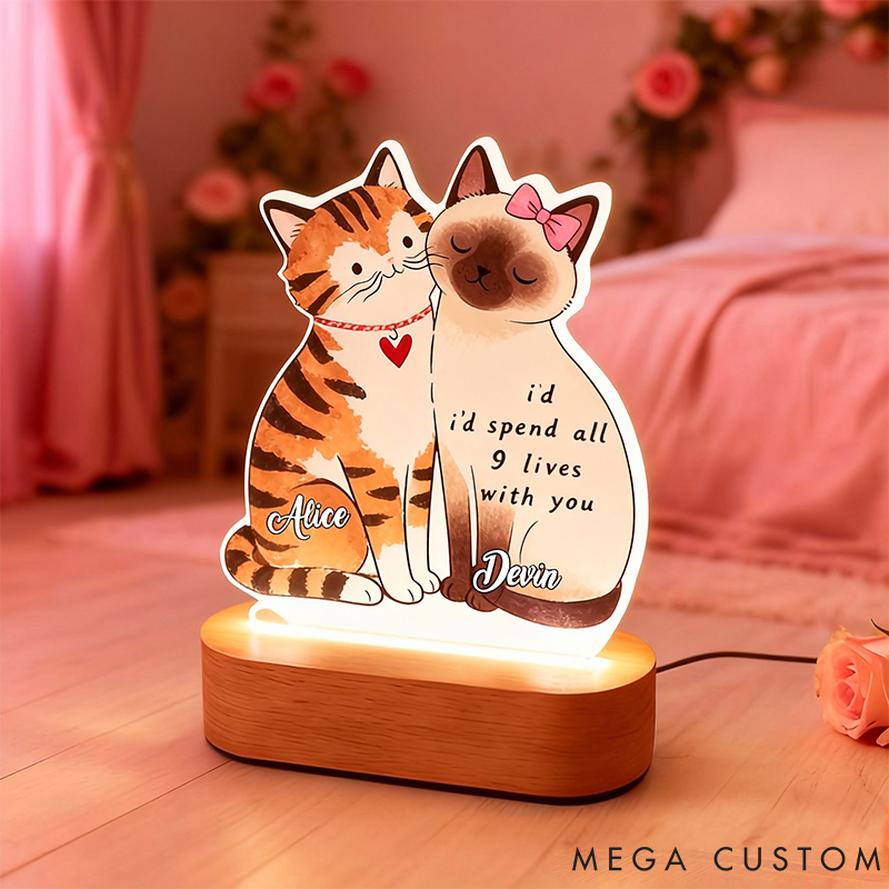 Personalized Cat Lover I'd Spend All 9 Lives with You Light