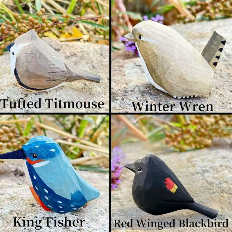 Personalized Hand Carved Wooden Bird Sculpture Custom Engraving Perfect Gift for Bird Lovers