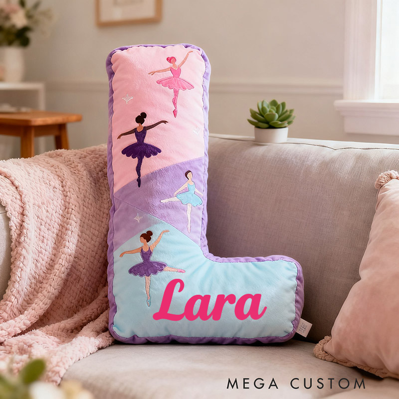Personalized Graphic 3D Print Ballet Dancers Pillow With Your Own Name Soft Stuffed Toy for Kids Unique Decorative Cushion for Girls' Room