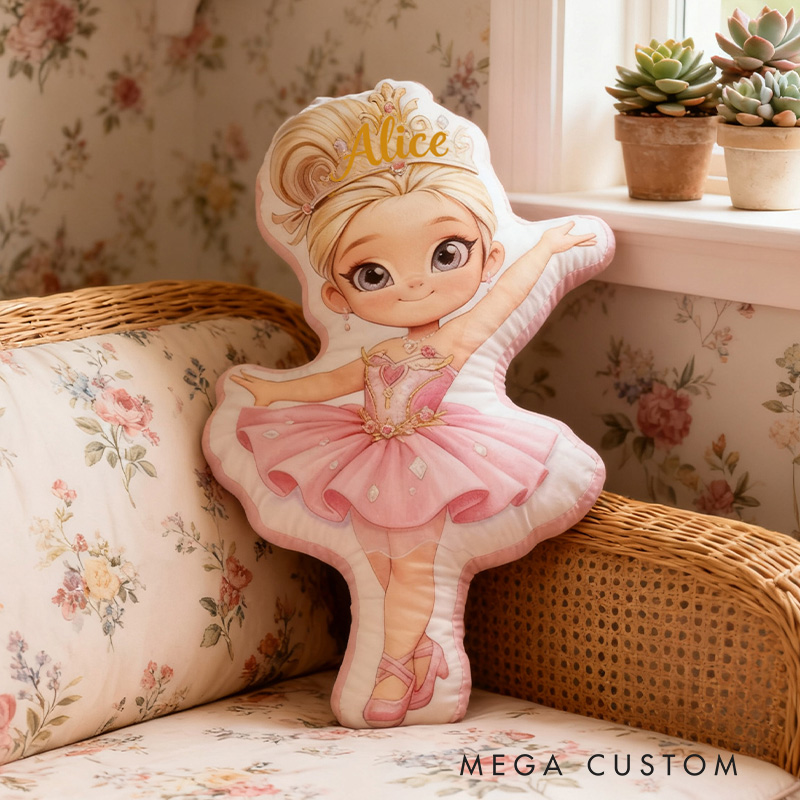 Personalized Ballet Dancers Pillow with Your Own Name Soft Stuffed Toy for Kids Unique Decorative Cushion for Girls' Room and Dance Studio