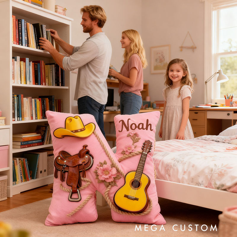 Personalized Graphic 3D Print Cowboy Hat and Saddle-Themed Throw Pillows Customizable with Your Name Perfect Gift for Her Music Lovers and Horseback Riding Enthusiasts