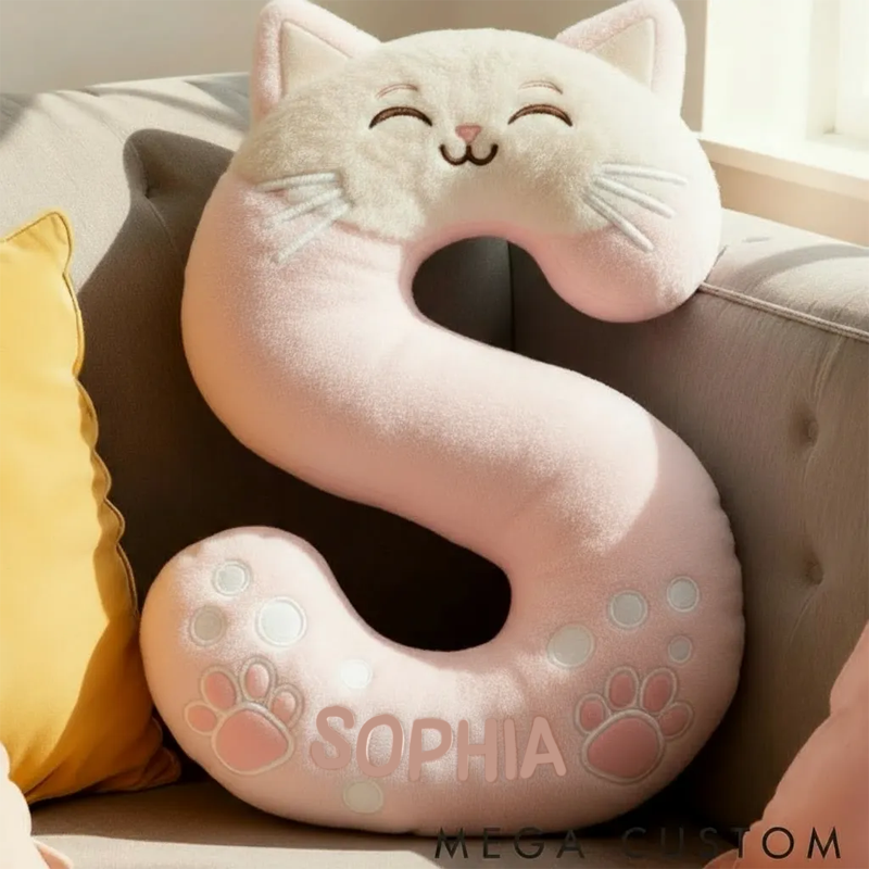 Personalized Cat Lover Funny Cat Letter Pillow Graphic 3D Print Pillow