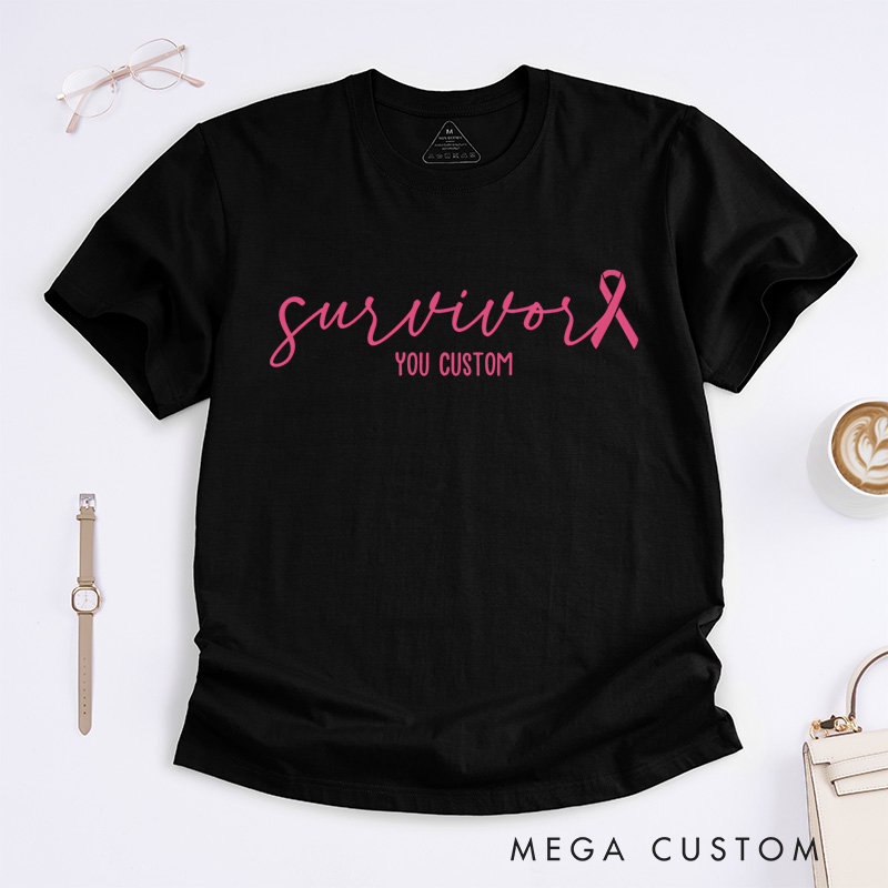 Personalized Survivor Pink Ribbon Customizable Design Supporting Strength and Hope T-shirt