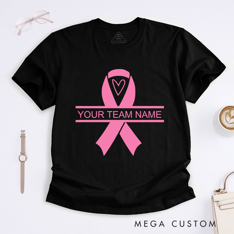 Personalized Pink Ribbon Shirt Cancer Survivor Tee Breast Cancer Gift