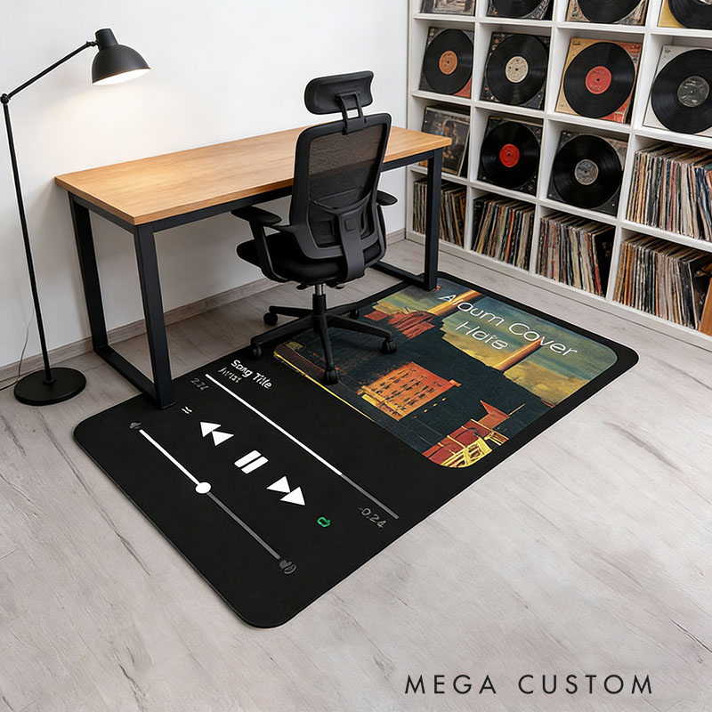 Personalized Music Player Interface Rug with Photo and Song for Music Lovers Unique Decorative Carpet for Room and Music Studio for Valentine's Day Anniversary Birthday
