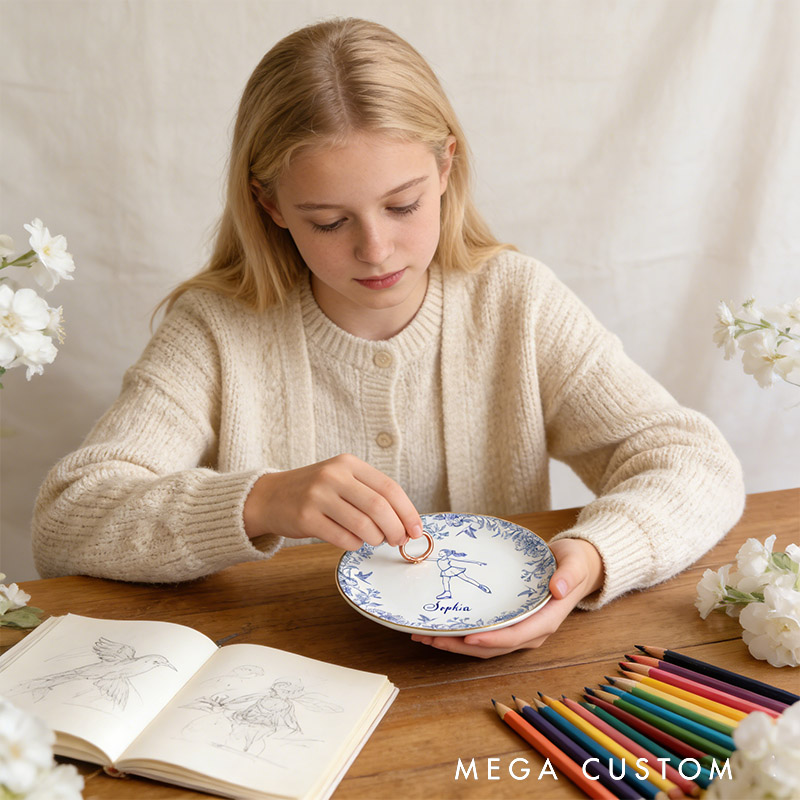 Personalized Figure Skating Girl Jewelry Dish Gift for Girls Figure Skating Coach Recital Gifts Figure Skater Trinket Tray Figure Skating Team Ring Holder