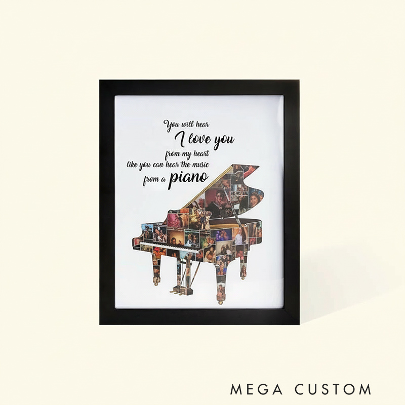 Personalized Multiple Photo Collage with Guitar Piano Other Instruments Picture Frame with Text Home Decor Birthdays Anniversaries Christmas Gifts for All Music Lovers