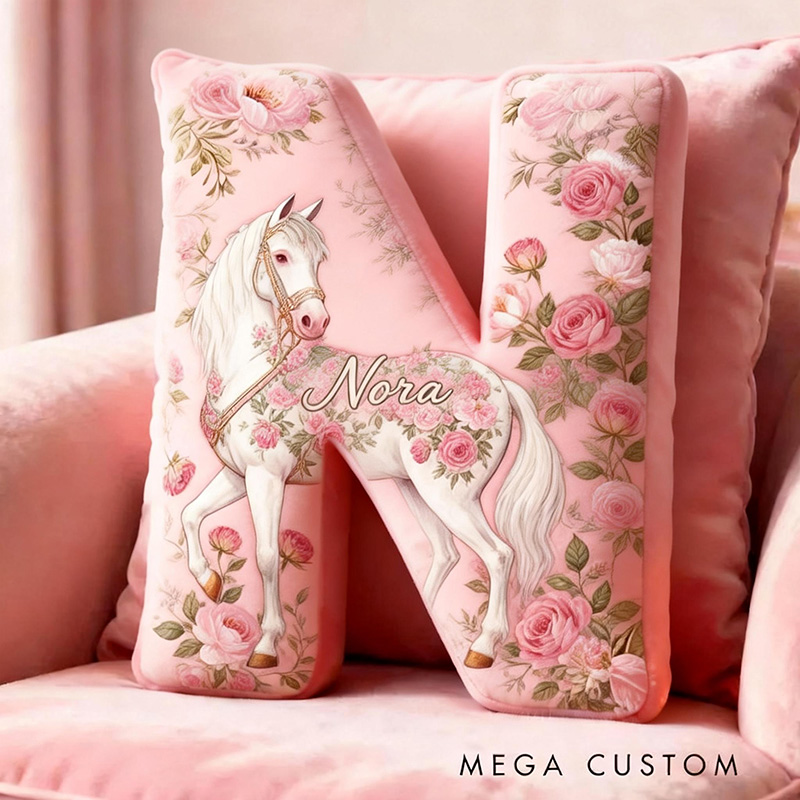 Personalized Pet Lover Funny Pink Flower Horse Graphic 3D Print Pillow