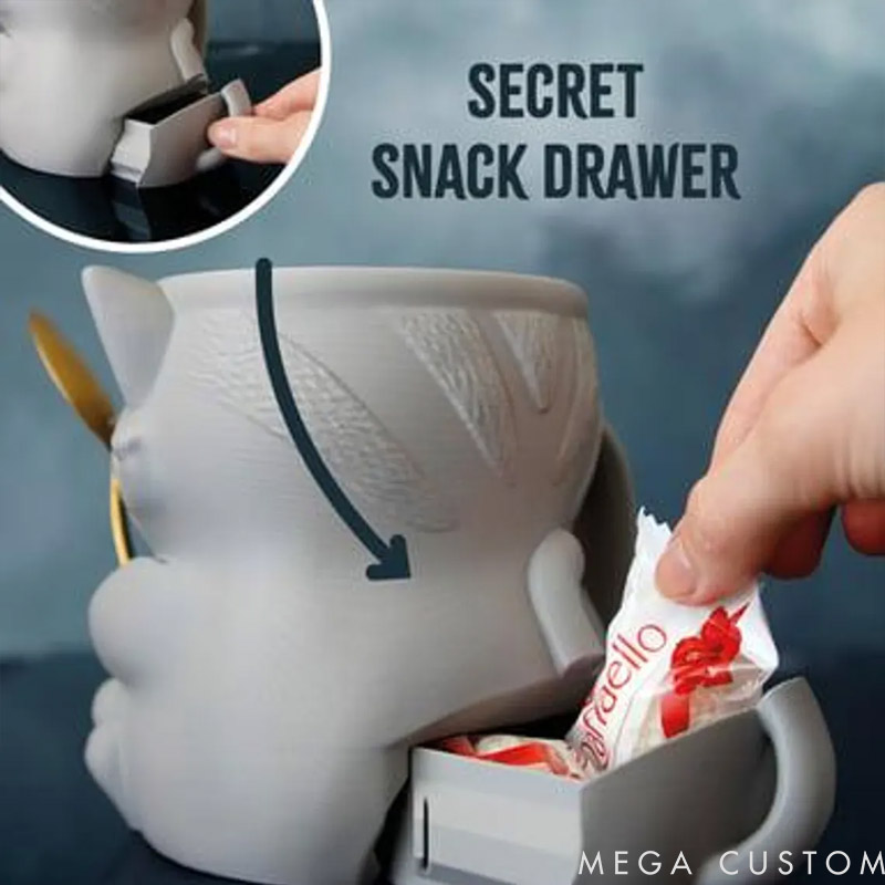 Personalized Cat Ice Cream Pint Holder 3D Printed with Spoon Slots & Snack Drawer for Pet Pet Lover For Dog Lover