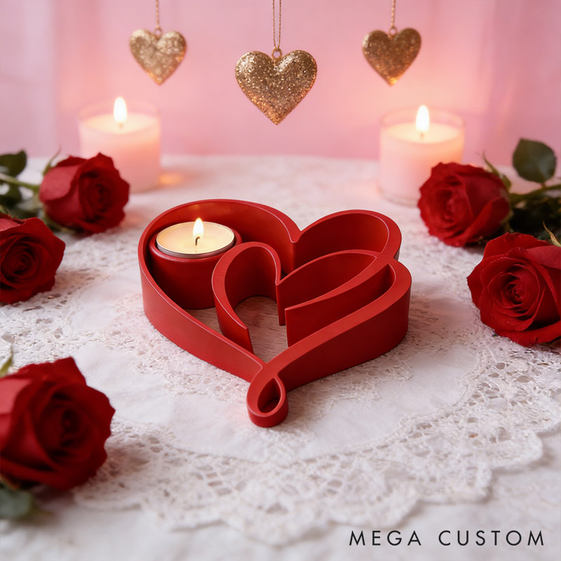 Personalized Heart Candle Holder 3D Printed Tealight Holder Couple Valentine's Day Modern Decorative Candle Decor 