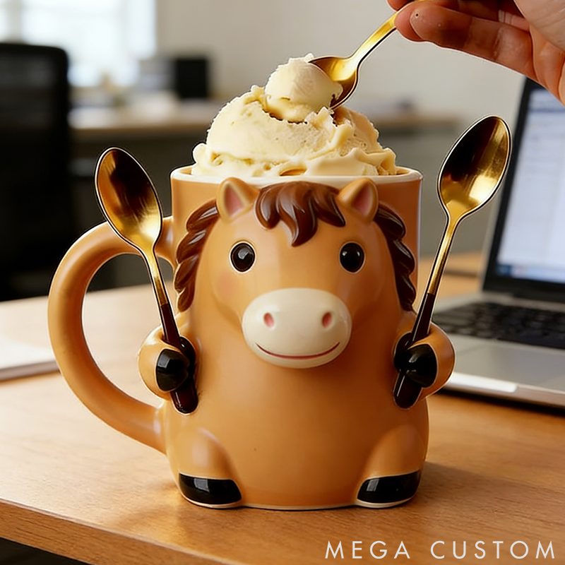Personalized Horse Lover Horse Ice Cream Pint Holder 3D Printed with Spoon Slots & Snack Drawer for Pet Pet Lover for Horse Lover