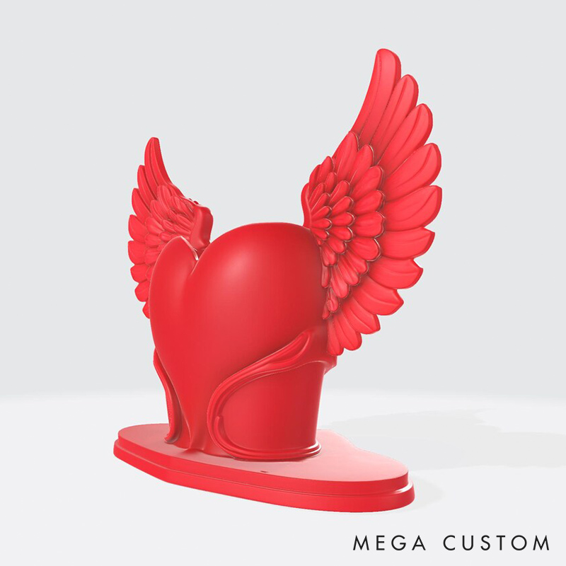 Personalized Valentine's Day Heart with Wings Flower Vase Custom Couple 3D Printed Red Heart Flower Vase with Text Valentine's Day Anniversary Gift