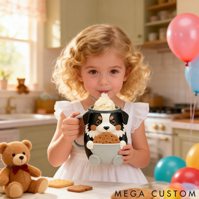 Personalized Dog Lover Border Collie Ice Cream Pint Holder 3D Printed with Spoon Slots & Snack Drawer for Dog Lover