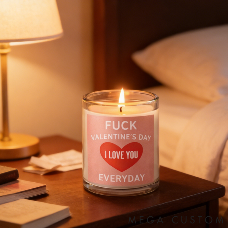 Personalized Fuck Valentine’s Day but I Love You Everyday Engraved Romance Scented Candle Home Decor Gift for Nonconformist Couples