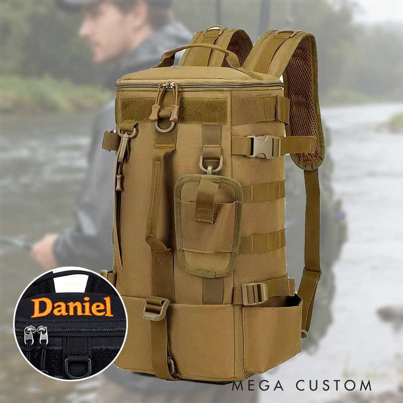 Personalized Tactical Fishing Backpack - Multi-Functional Tackle Storage Bag with Rod Holders & Organizer Pockets