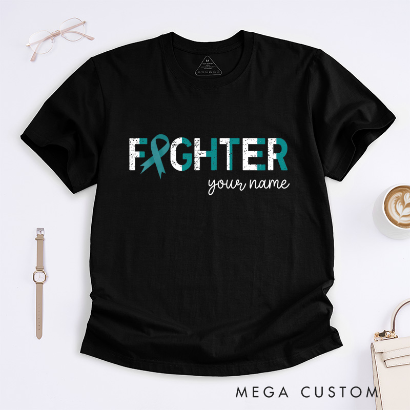 Personalized Cervical Cancer Fighter Support Squad T-Shirt Ovarian Cancer Gift