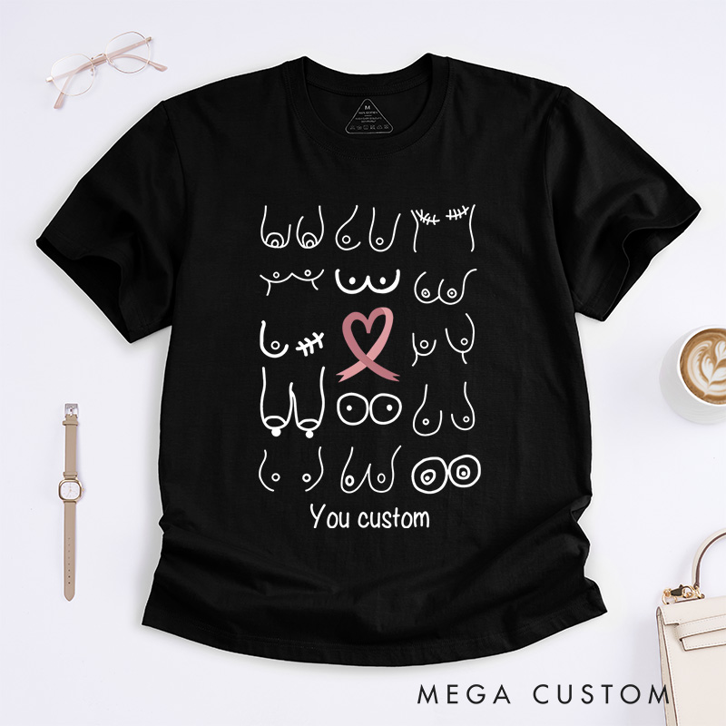 Personalized Diverse Breast Illustrations Celebrating Body Positivity and Breast Cancer Awareness T-shirt