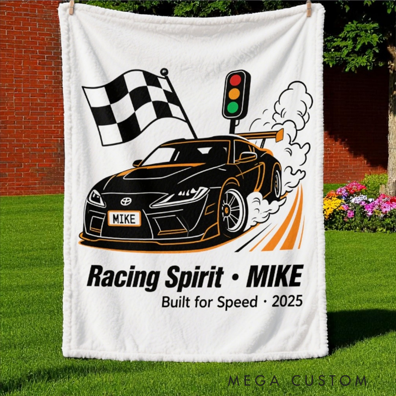 Personalized Racing Car Blanket Custom Photo and Name Blanket Gifts