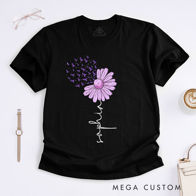 Personalized Alzheimer's Awareness Flower T-Shirt Alzheimer Gifts 