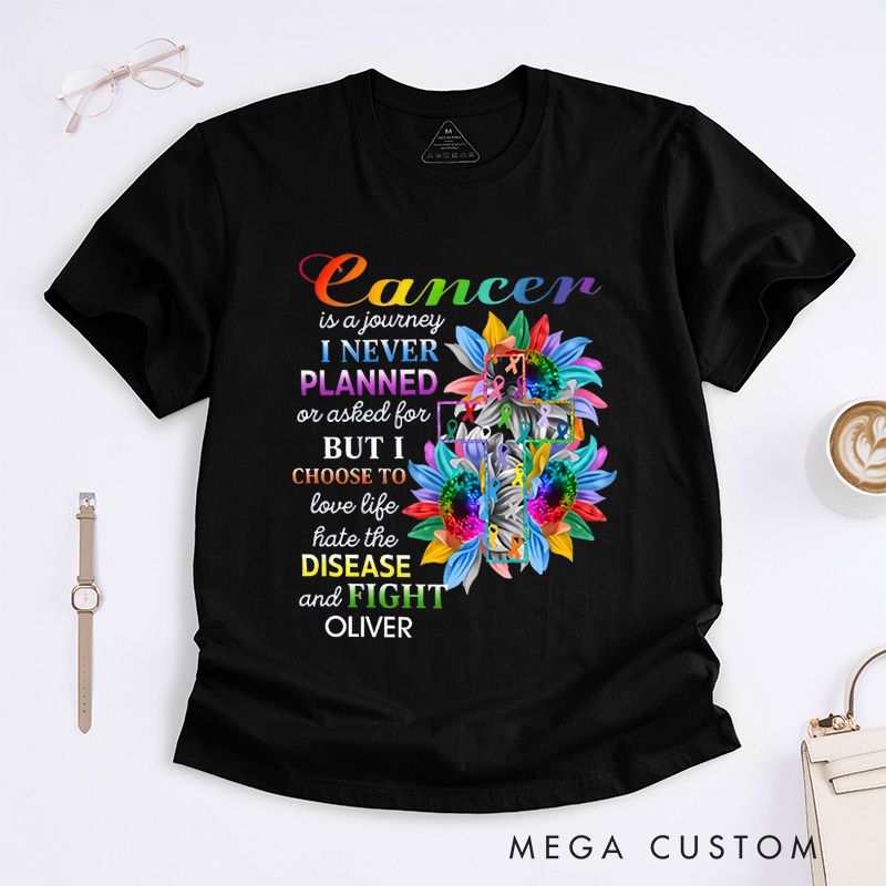 Personalized Cancer Is A Journey Cancer Awareness T-Shirt Cancer Survivor Gift