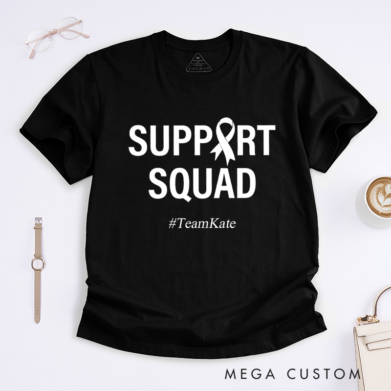 Personalized Support Squad Ribbon Breast Cancer Awareness Advocacy Team T-Shirt  