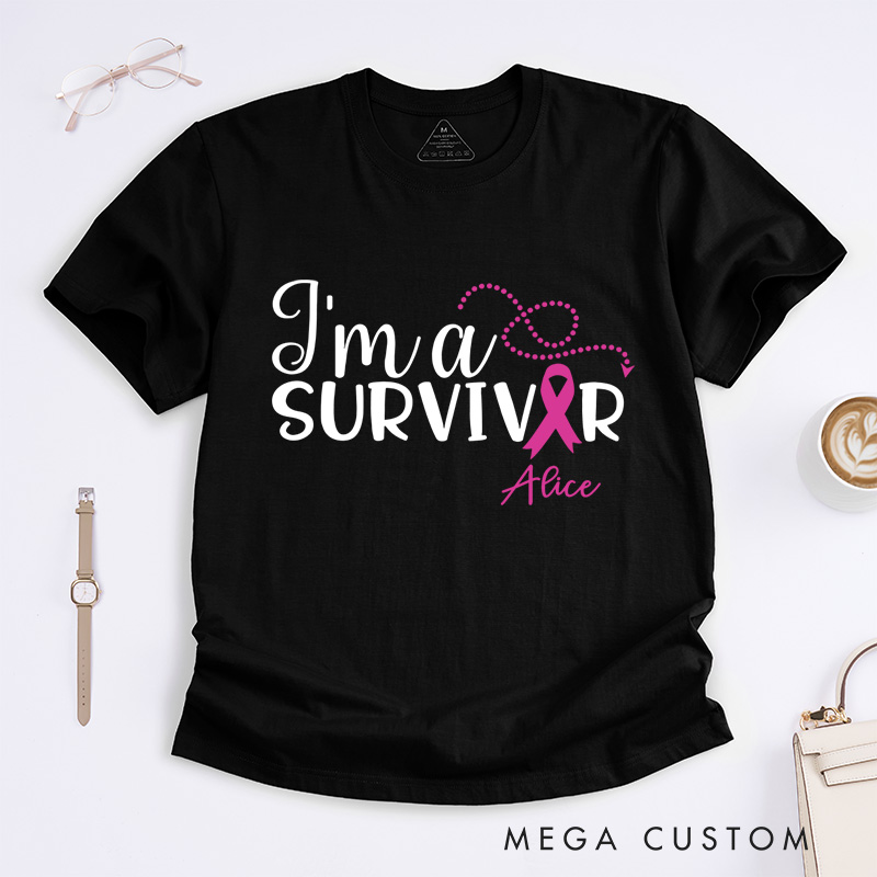 Personalized I'm a Survivor T-Shirt Breast Cancer Gift Cancer Survivor Gift