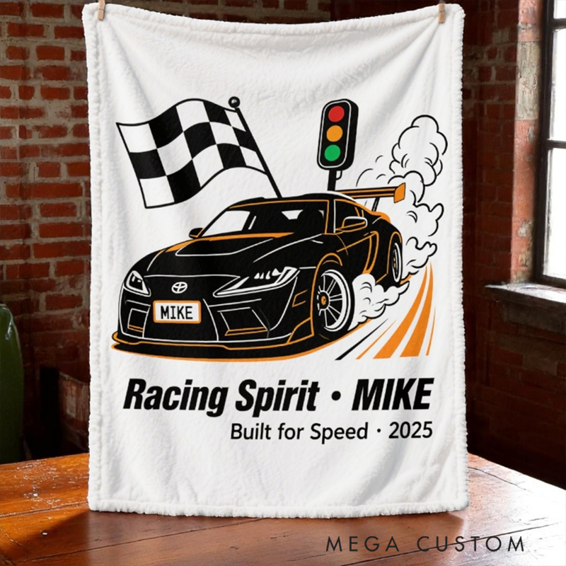 Personalized Racing Car Blanket Custom Photo and Name Blanket Gifts