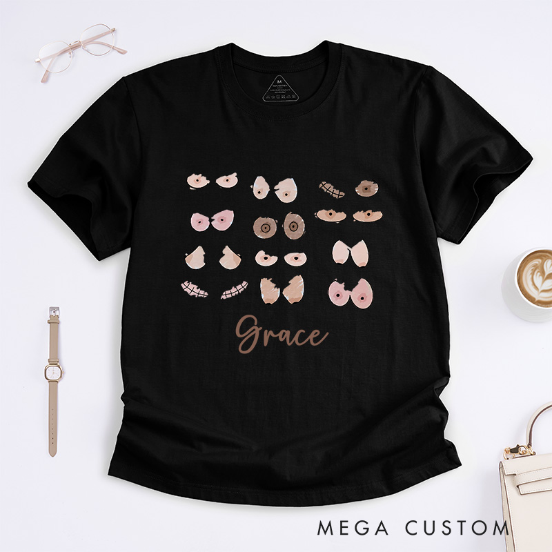 Personalized Breast Boob T-Shirt Inspirational Gift for Women Who Have Triumphed Over Cancer