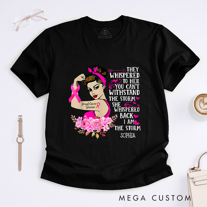 Personalized Breast Cancer Warrior Shirts Pink Power A Brave Declaration In October We Wear Pink Woman Day Tee