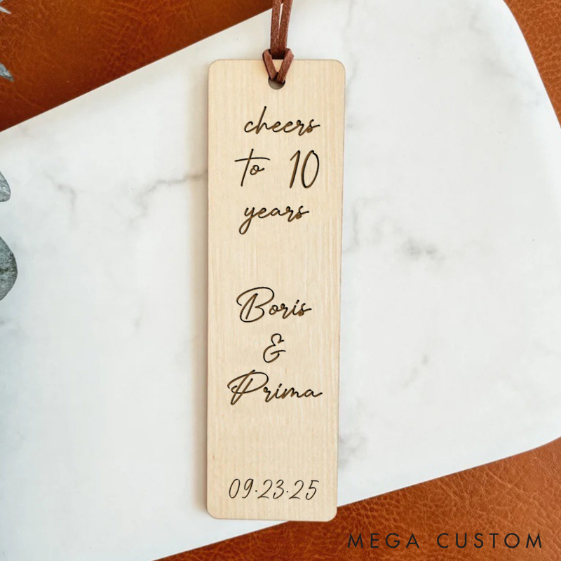 Personalized Cheers to 5 Years Bookmark Wood Couple Anniversary Gift Bookmark Wooden Bookmar for Wife Husband
