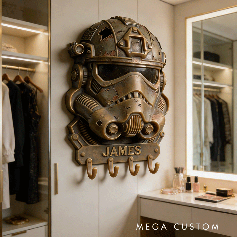 Personalized Mechanical Helmet Wall Hooks Custom Name Key Holders Unique and Funny Gifts