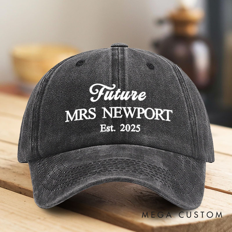 Personalized Future Mrs Embroidered Washed Cotton Baseball Cap