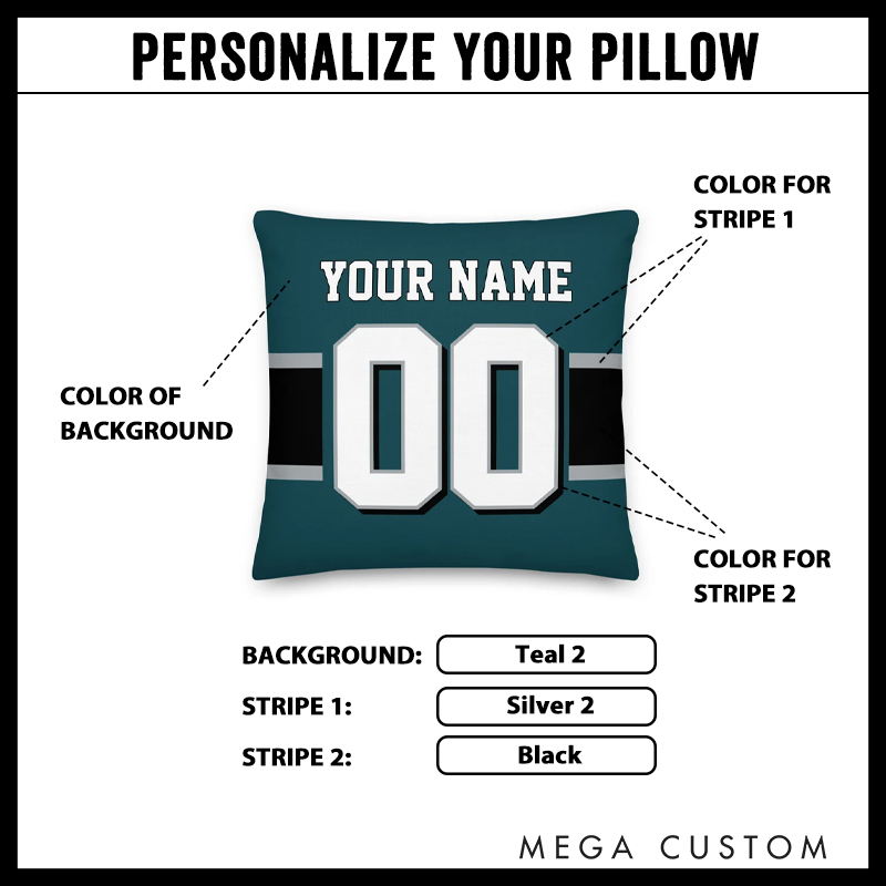 Personalized American Football and Rugby Throw Pillow with Custom Name and Number for a Modern and Sporty Look