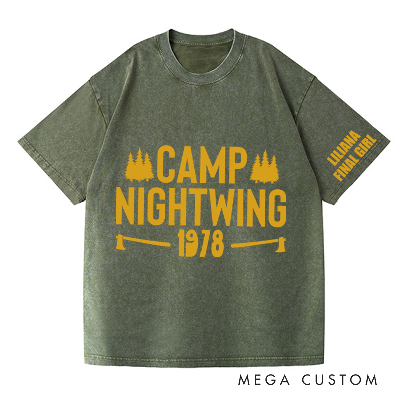Personalized Camp Nightwing Washed T-Shirts Horror Movie Tshirt 80s Halloween Movie Shirt